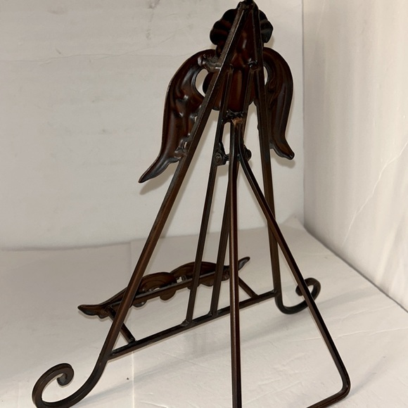 Metal angel wing picture- display antique bronze color Stand 11”H x 12”W - Picture 2 of 2